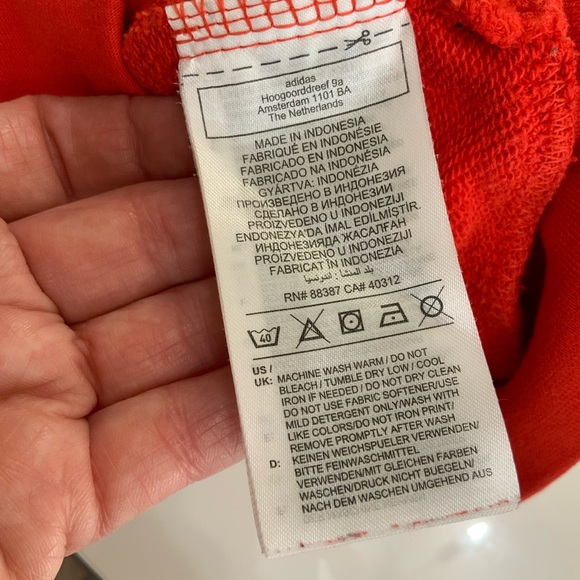 Adidas Originals Sz XL 15/16 Adicolor Boys Kids Red Hoodie Sweatshirt Trefoil - Picture 5 of 5